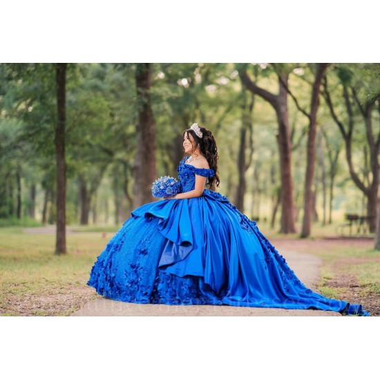 Sweetheart Neck Blue Quince Dress Girls Sweet 16 Dresses Lace Appliques 2024 Wear Pageant Off Shoulder Vestidos De 15 Anos