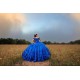 Sweetheart Neck Blue Quince Dress Girls Sweet 16 Dresses Lace Appliques 2024 Wear Pageant Off Shoulder Vestidos De 15 Anos