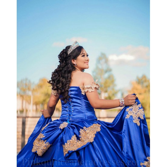 Sweetheart Neck Blue Quinceanera Dress Vestidos De 15 Anos Off Shoulder Girls Sweet 16 Dresses Lace Appliques 2024 Wear Pageant