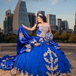 Sweetheart Neck Blue Quinceanera Dress Vestidos De 15 Anos Off Shoulder Girls Sweet 16 Dresses Lace Appliques 2024 Wear Pageant