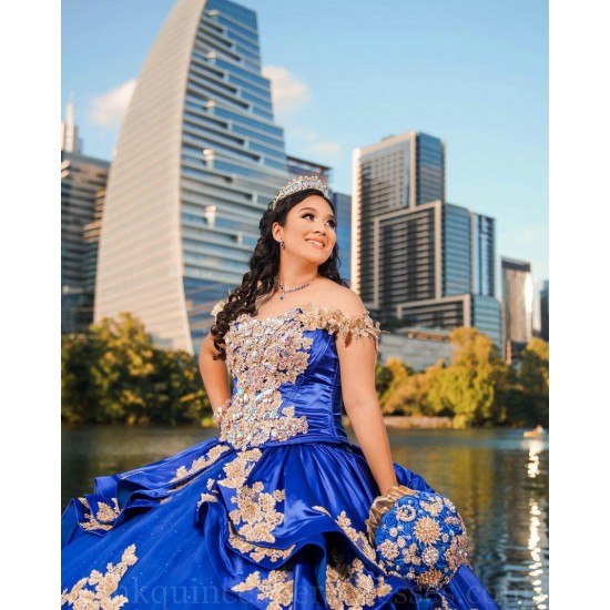 Sweetheart Neck Blue Quinceanera Dress Vestidos De 15 Anos Off Shoulder Girls Sweet 16 Dresses Lace Appliques 2024 Wear Pageant