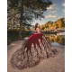 Off Shoulder Burgundy Quinceanera Dress Sweet 15 Gowns Lace Appliques Wear Pageant Sweetheart Neck 2024 Ball Gown Princess Dresses