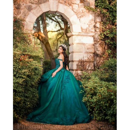 Off Shoulder Emerald Green Quinceanera Dress Vestidos De 15 Anos Sweetheart Neck Girls Sweet 16 Dresses Lace Appliques 2024 Wear Pageant