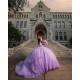 Off Shoulder Lilac Quince Dress Lace Appliques Wear Pageant Sweet 15 Gowns Sweetheart Neck Birthday Party Dresses With Bow