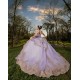 Off Shoulder Lilac Quinceanera Dress Lace Appliques Wear Pageant Sweet 15 Gowns Sweetheart Neck Birthday Party Dresses With Bow