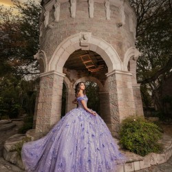 Sweetheart Neck Lilac Quinceanera Dress Off Shoulder Sweet 15 Gowns 3D Flowers Wear Pageant 2024 Ball Gown Princess Dresses