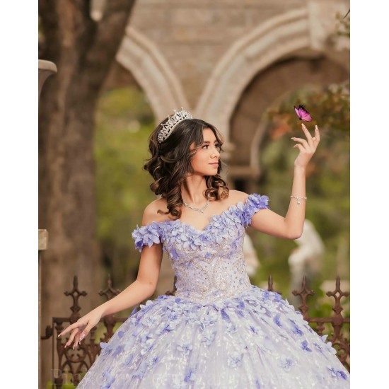 Sweetheart Neck Lilac Quinceanera Dress Off Shoulder Sweet 15 Gowns 3D Flowers Wear Pageant 2024 Ball Gown Princess Dresses