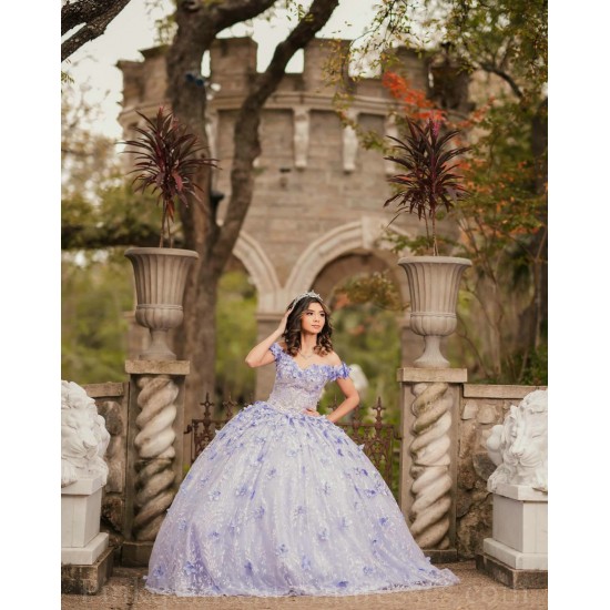 Sweetheart Neck Lilac Quinceanera Dress Off Shoulder Sweet 15 Gowns 3D Flowers Wear Pageant 2024 Ball Gown Princess Dresses