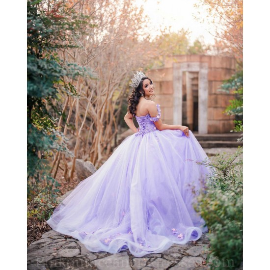 Lilac Quinceanera Dress Sweetheart Neck Vestidos De 15 Anos Off Shoulder Girls Sweet 16 Dresses Lace Appliques 2024 Wear Pageant