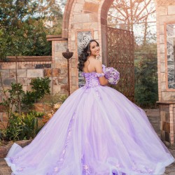 Lilac Quinceanera Dress Sweetheart Neck Vestidos De 15 Anos Off Shoulder Girls Sweet 16 Dresses Lace Appliques 2024 Wear Pageant