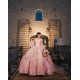 Long Sleeve Pink Quinceanera Dress Vestidos De 15 Anos Girls Sweet 16 Dresses Lace Appliques 2024 Wear Pageant