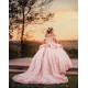 Off Shoulder Pink Quinceanera Dress Vestidos De 15 Anos V Neck Girls Sweet 16 Dresses Lace Appliques 2024 Wear Pageant