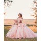 Off Shoulder Pink Quinceanera Dress Vestidos De 15 Anos V Neck Girls Sweet 16 Dresses Lace Appliques 2024 Wear Pageant