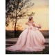 Off Shoulder Pink Quinceanera Dress Vestidos De 15 Anos V Neck Girls Sweet 16 Dresses Lace Appliques 2024 Wear Pageant