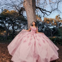 Off Shoulder Pink Quinceanera Dress Sweetheart Neck Girls Sweet 16 Dresses Lace Appliques 2024 Wear Pageant Vestidos De 15 Anos