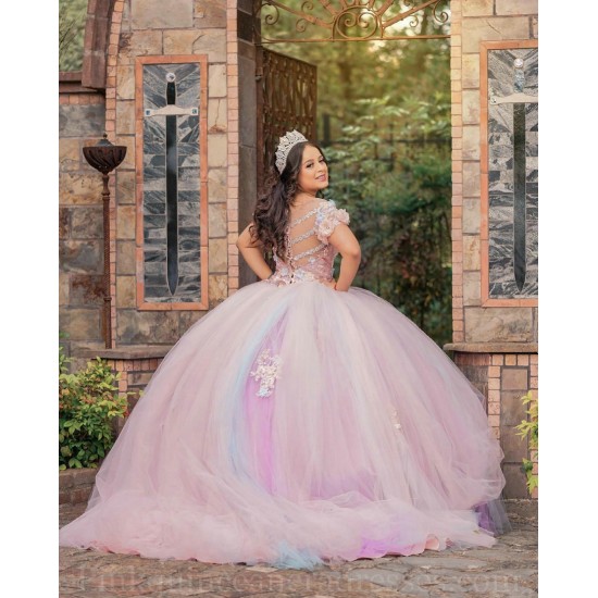 Vestidos De 15 Anos Pink Quinceanera Dress Sweetheart Neck Off Shoulder Girls Sweet 16 Dresses 3D Flowers 2024 Wear Pageant