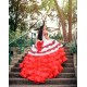 Off Shoulder Red On White Quinceanera Dress Sweetheart Neck Vestidos De 15 Anos Girls Sweet 16 Dresses Ruffled 2024 Wear Pageant