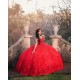 Sleeveless Red Quince Dress Wear Pageant Sweetheart Neck Sweet 15 Gowns 3D Flowers Birthday Party Dresses