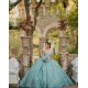 Sweetheart Neck Sage Green Quinceanera Dress Off Shoulder Sweet 15 Gowns Lace Appliques Wear Pageant 2024 Ball Gown Princess Dresses With 3D Butterfly