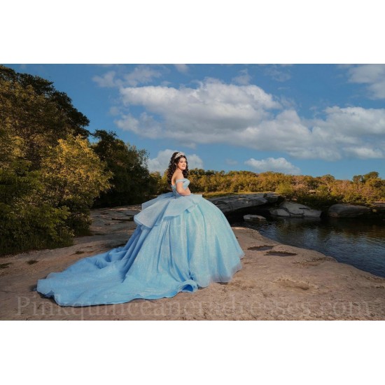 Sweetheart Neck Sky Blue Quince Dress Sequin Wear Pageant Off Shoulder Sweet 15 Gowns Birthday Party Dresses