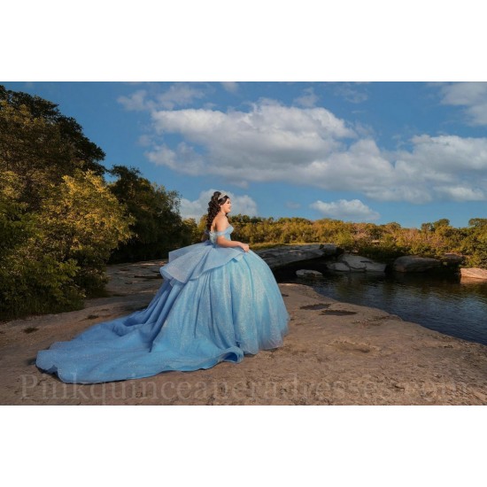 Sweetheart Neck Sky Blue Quince Dress Sequin Wear Pageant Off Shoulder Sweet 15 Gowns Birthday Party Dresses