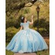 Sweetheart Neck Sky Blue Quince Dress Girls Sweet 16 Dresses Lace Appliques 2024 Wear Pageant Off Shoulder Vestidos De 15 Anos With Bow