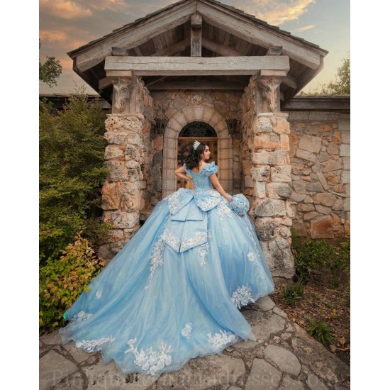 Sweetheart Neck Sky Blue Quince Dress Girls Sweet 16 Dresses Lace Appliques 2024 Wear Pageant Off Shoulder Vestidos De 15 Anos With Bow