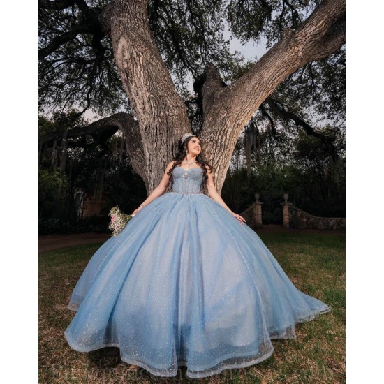 Sky Blue Quinceanera Dress Sweetheart Neck Girls Sweet 16 Dresses Pearl 2024 Wear Pageant Sleeveless Vestidos De 15 Anos