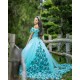 Off Shoulder Aqua Quinceanera Dress Wear Pageant 3D Flowers Vestidos De 15 Anos Sweetheart Neck Birthday Party Dresses