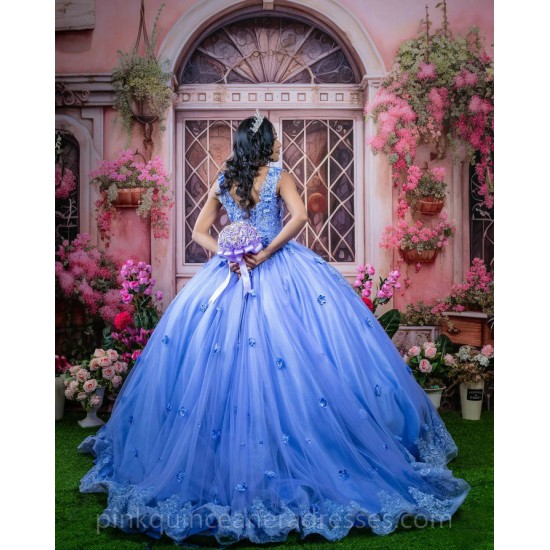 Sleeveless Blue Quinceanera Dress Lace Appliques Vestidos De 15 Anos Wear Pageant Sweetheart Neck Girls Sweet 16 Dresses