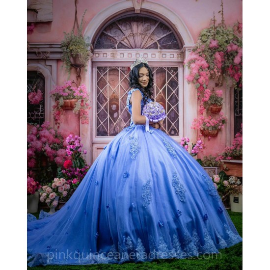 Sleeveless Blue Quinceanera Dress Lace Appliques Vestidos De 15 Anos Wear Pageant Sweetheart Neck Girls Sweet 16 Dresses