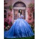 Sleeveless Blue Quinceanera Dress Lace Appliques Vestidos De 15 Anos Wear Pageant Sweetheart Neck Girls Sweet 16 Dresses