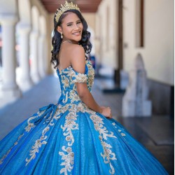 Sweetheart Neck Blue Quinceanera Dress Off Shoulder Sweet 15 Gowns 2024 Ball Gown Princess Dresses Lace Appliques Birthday Party Robe