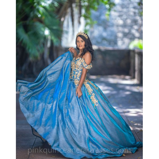 Sweetheart Neck Blue Quinceanera Dress Off Shoulder Sweet 15 Gowns 2024 Ball Gown Princess Dresses Lace Appliques Birthday Party Robe