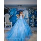 Sleeveless Blue Quinceanera Dress Wear Pageant Lace Appliques Vestidos De 15 Anos Pearl V Neck Birthday Party Dresses