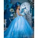 Sleeveless Blue Quinceanera Dress Wear Pageant Lace Appliques Vestidos De 15 Anos Pearl V Neck Birthday Party Dresses