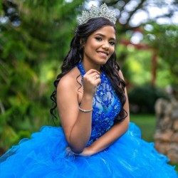 Sleeveless Blue Quinceanera Dress Wear Pageant Lace Appliques Vestidos De 15 Anos Sequin Ruffled Birthday Party Dresses