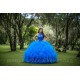 Sleeveless Blue Quinceanera Dress Wear Pageant Lace Appliques Vestidos De 15 Anos Sequin Ruffled Birthday Party Dresses