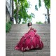 Instagram Gowns Burgundy Quinceanera Dress Gold Lace Appliques Sweetheart Neck Girls Sweet 16 Dresses Sleeveless 15 Birthday Party Robe