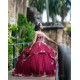 Instagram Gowns Burgundy Quinceanera Dress Gold Lace Appliques Sweetheart Neck Girls Sweet 16 Dresses Sleeveless 15 Birthday Party Robe