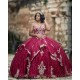 Instagram Gowns Burgundy Quinceanera Dress Gold Lace Appliques Sweetheart Neck Girls Sweet 16 Dresses Sleeveless 15 Birthday Party Robe