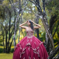 Burgundy Quinceanera Dress Sweetheart Neck Girls Sweet 16 Dresses Sleeveless Vestidos De 15 Anos Lace Appliques Wear Pageant