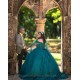 Emerald Green Cape Sleeve Quinceanera Dress Sweetheart Neck Girls Sweet 16 Dresses Vestidos De 15 Anos Lace Appliques Wear Pageant