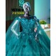 Cape Sleeve Emerald Green Quince Dress Vestidos De 15 Anos 3D Flowers Wear Pageant Sweetheart Neck Girls Sweet 16 Dresses