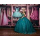 Sleeveless Emerald Green Quince Dress Sequin Girls Sweet 16 Dresses Sweetheart Vestidos De 15 Anos Lace Appliques Wear Pageant