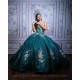 Sleeveless Emerald Green Quince Dress Vestidos De 15 Anos Lace Appliques Wear Pageant Sweetheart Girls Sweet 16 Dresses