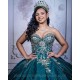 Sleeveless Emerald Green Quince Dress Vestidos De 15 Anos Lace Appliques Wear Pageant Sweetheart Girls Sweet 16 Dresses