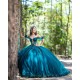 Sheer Bodice Emerald Green Quinceanera Dress Lace Appliques Off Shoulder Vestidos De 15 Anos Wear Pageant Sweetheart Neck Girls Sweet 16 Dresses