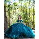 Sheer Bodice Emerald Green Quinceanera Dress Lace Appliques Off Shoulder Vestidos De 15 Anos Wear Pageant Sweetheart Neck Girls Sweet 16 Dresses