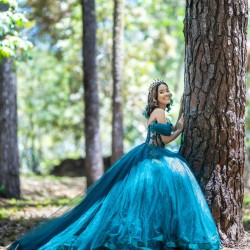 Sheer Bodice Emerald Green Quinceanera Dress Lace Appliques Off Shoulder Vestidos De 15 Anos Wear Pageant Sweetheart Neck Girls Sweet 16 Dresses